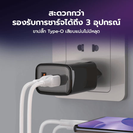 หัวชาร์จ 45W ZTEC ZA452 รองรับเทคโนโลยีชาร์จด่วน PD ขาปลั๊กไทย ได้รับมาตรฐาน มอก._5